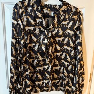 Milly Black and Gold Animal Print Top